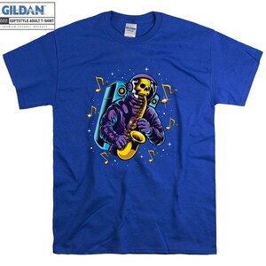 Astronauta Skull Camiseta Músico Saxofón Camiseta Camiseta Oversized S M L XL XXL 3XL 4XL 5XL Hombres Mujeres Unisex D3358