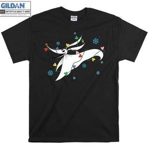 The Nightmare Before Christmas Zero Dog Christmas Light Shirt T-shirts, vakantiehoodies voor kinderen en volwassenen, aanpasbare kerstpyjama's AB902