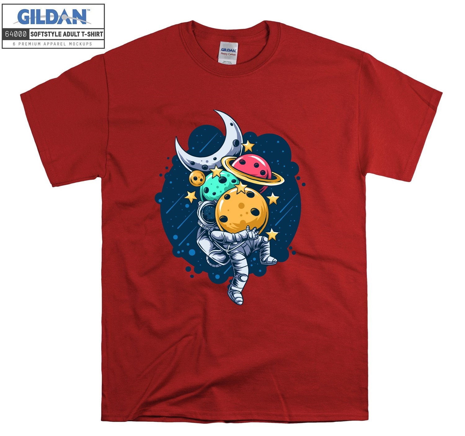 Astronaut Carrying Planets T-shirt Funny Space Artsy T Shirt