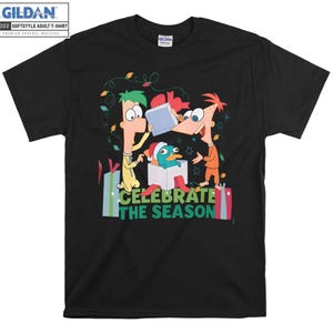 disney phineas i ferb świętują sezon t shirt disney koszulki, bluzy z kapturem dla dzieci i dorosłych na święta, personalizowane piżamy świąteczne AB443