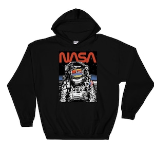 Sudadera con capucha y póster con el astronauta de la NASA y el reflejo de la luna, tallas S, M, L, XL, XXL, 3XL, 4XL, 5XL, talla grande, unisex, para hombre y mujer, 6441