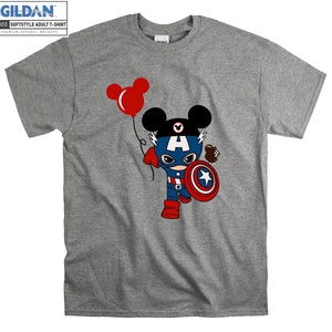 Marvel Captain America Mickey Ears T-shirt Felpa con cappuccio Bambini Bambino Tote Bag Tshirt S-M-L-XL-XXL-3XL-4XL-5XL Gildan Oversize Uomo Donna Unisex A58