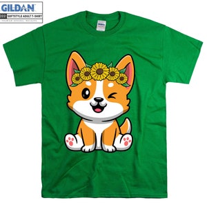 Corgi perro girasol camiseta sudadera con capucha niños niño bolso de mano camiseta S-M-L-XL-XXL-3XL-4XL-5XL Gildan de gran tamaño hombres mujeres unisex A340