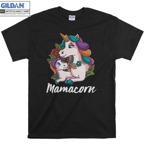 Mamacorn Licorne Maman et Bébé T-shirt Hoody Kids Enfant Tote Bag Tshirt S-M-L-XL-XXL-3XL-4XL-5XL Gildan Oversized Men Femmes Unisexe 6984