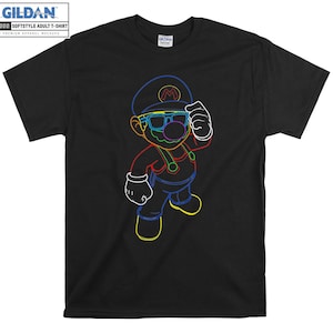 Mario Super Mario Neon Outline T-shirt Hoody Kids Child Tote Bag Tshirt S-M-L-XL-XXL-3XL-4XL-5XL Gildan Oversized Men Women Unisex 6988