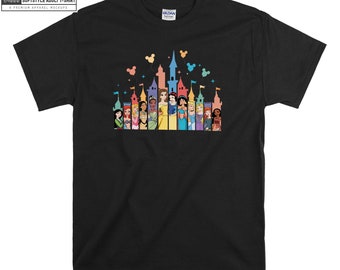 Disney Princess Christmas Castle T-shirt Felpa con cappuccio Bambini Bambino Tote Bag Tshirt S-M-L-XL-XXL-3XL-4XL-5XL Gildan Oversize Uomo Donna Unisex A93