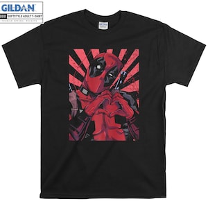 Maglietta Marvel Deadpool con cuore a mano chiusa, felpa con cappuccio, maglietta S-M-L-XL-XXL-3XL-4XL-5XL oversize uomo donna unisex 6400