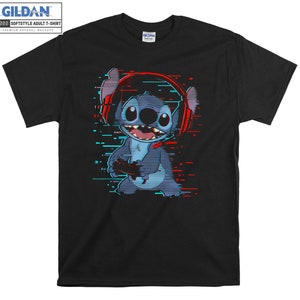 Disney Lilo & Stitch Gamer Glitch Headset T-shirt con cappuccio Felpa con cappuccio T-shirt S-M-L-XL-XXL-3XL-4XL-5XL Oversize Uomo Donna Unisex 8674