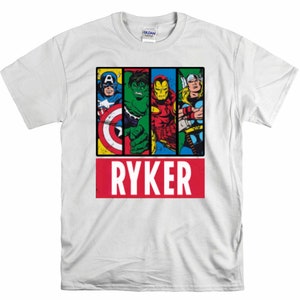 Avengers Vintage Comic Superhero Birthday Gift For Son Daughter Funny Custom Name Unisex Men Women Kids Boys Girls Toddler Infant T-Shirt C5