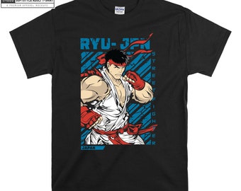 Camiseta Street Fighter Ryu con capucha para niños, bolsa de asas para niños, camiseta S-M-L-XL-XXL-3XL-4XL-5XL Gildan de gran tamaño para hombres y mujeres, Unisex A328