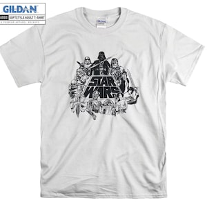 Star Wars Personajes clásicos Cast Line Art Camiseta Sudadera con capucha Camiseta con capucha Camiseta S-M-L-XL-XXL-3XL-4XL-5XL Hombres de gran tamaño Mujeres Unisex 9374