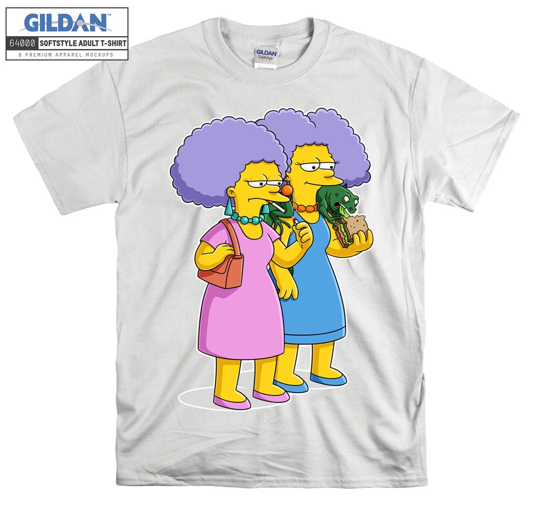 The Simpsons Patty and Selma Bouiver Eat T Shirt Art Cartoon The Simpsons Patty and Selma Bouiver Eat T Shirt Art Cartoon