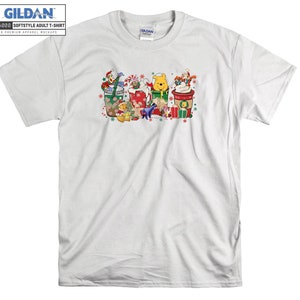 Winnie Pooh Personnages T-shirt de Noël Sweat à capuche Enfants Enfant Sac fourre-tout Tshirt S-M-L-XL-XXL-3XL-4XL-5XL Gildan Surdimensionné Hommes Femmes Unisexe A778