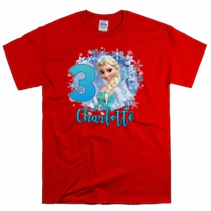 Elsa Frozen Cartoon Birthday Gift Tshirt For Son Daughter, Custom Name Family Birthday T-shirt For Men Women Kids Boys Girls Tee Shirt C22