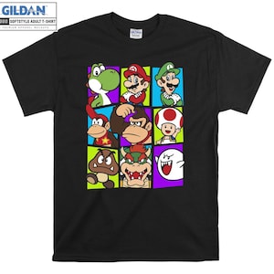 Super Mario Charaktere T-Shirt Hoodie Kinder Kind Tote Bag Tshirt S-M-L-XL-XXL-3XL-4XL-5XL Gildan Übergroße Männer Frauen Unisex A686