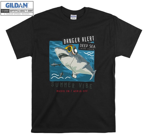 Danger Alert Summer Vibe T-shirt Shark Funny T shirt Tshirt Oversized S M L XL XXL 3XL 4XL 5XL Men Women Unisex D3446