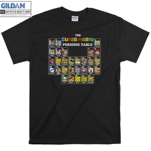 The Super Mario Periodic Table Funny T-shirt Hoody Kid Child Tote Bag Tshirt S-M-L-XL-XXL-3XL-4XL-5XL Gildan Oversized Men Women Unisex 7478
