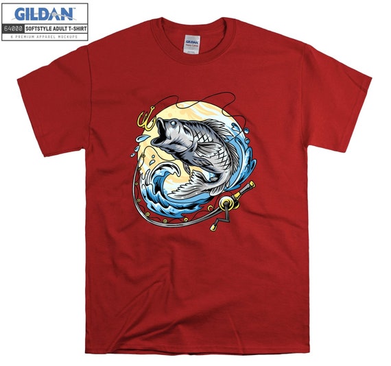 Fish on Hook T-shirt Fishing Animal Hobby T Shirt Tshirt Oversized