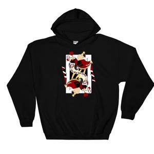 Sudadera con capucha y estampado de cartas de Alicia en el país de las maravillas de Disney, reina de corazones, tallas S, M, L, XL, XXL, 3XL, 4XL, 5XL, talla grande, unisex, para hombre y mujer, AC227