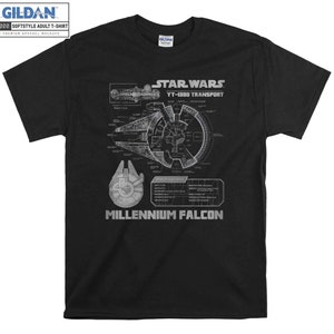 Star Wars Millennium Falcon Grey Schematics T shirt Hoodie Hoody T-shirt Tshirt S-M-L-XL-XXL-3XL-4XL-5XL Oversized Men Women Unisex 9405