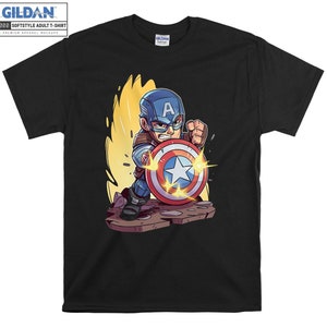 Marvel Captain America Chibi Cute T-shirt Felpa con cappuccio Bambini Tote Bag Tshirt S-M-L-XL-XXL-3XL-4XL-5XL Gildan Oversize Uomo Donna Unisex 7002