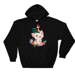 ディズニー モアナ ヘイヘイ ルースター プア フラワーズ グラフィック パーカー スウェット プルオーバー S-M-L-XL-XXL-3XL-4XL-5XL オーバーサイズ メンズ レディース ユニセックス AB416