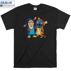 Camiseta con capucha de Stitch y Tigger, divertida camiseta de Disney Friends, camiseta con capucha, camiseta S-M-L-XL-XXL-3XL-4XL-5XL, talla grande, unisex, para hombre y mujer, 6476
