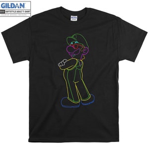 Super Mario Luigi Neon Outline T-shirt Hoody Kid Child Tote Bag Tshirt S-M-L-XL-XXL-3XL-4XL-5XL Gildan Oversized Men Women Unisex 7416