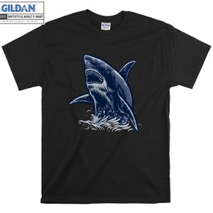 Great Blue Shark T-shirt Wild Animal Artsy T shirt Tshirt Oversized S M L XL XXL 3XL 4XL 5XL Hommes Femmes Unisexe D3539