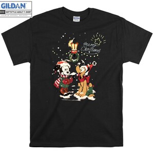Magliette vintage con felpe natalizie Minnie Mouse e Pluto Dog Merry Christmas, felpe con cappuccio per bambini e adulti, pigiami natalizi personalizzabili AC977