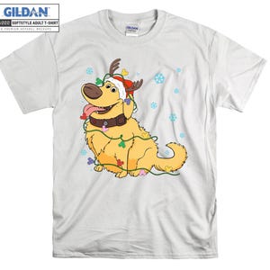 disney up film dug maglietta natalizia con luci santa dug maglietta con cane T-shirt, felpe con cappuccio per le feste per bambini e adulti, pigiama natalizio personalizzabile AB641