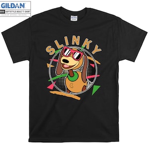 Disney Slinky Dog 90's T-shirt Sweat à capuche Enfants Enfant Sac fourre-tout Tshirt S-M-L-XL-XXL-3XL-4XL-5XL Gildan Surdimensionné Hommes Femmes Unisexe A471