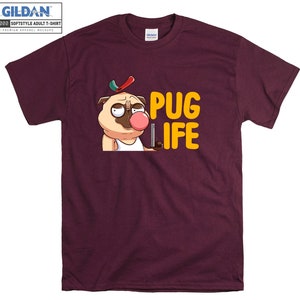Pug Life Gum T-shirt Funny Cartoon Dog T shirt Tshirt Oversized S M L XL XXL 3XL 4XL 5XL Hommes Femmes Unisexe D3407