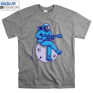 Guitarrista Astronauta Camiseta Moon Space Music Camiseta Camiseta Oversized S M L XL XXL 3XL 4XL 5XL Hombres Mujeres Unisex D3376