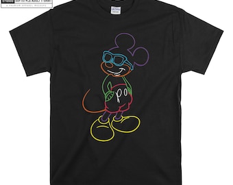 Disney Mickey Mouse Neon Outline T-shirt Hoody Kids Child Tote Bag Tshirt S-M-L-XL-XXL-3XL-4XL-5XL Gildan Oversized Men Women Unisex 6762