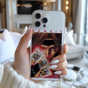 Capa para celular gráfica Gambit Glowing Cards M da Marvel X-Men AB745