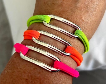 Neon cord bracelet in 10 micron SILVER plated