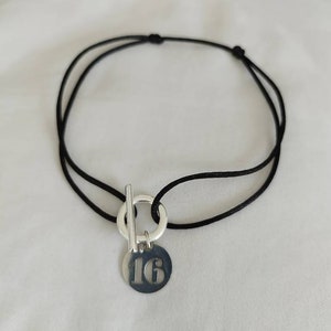 Number cord necklace in 10 micron silver plated and STAINLESS STEEL image 5