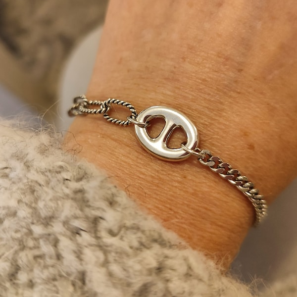 Bracelet Grain de café ajustable en plaqué ARGENT