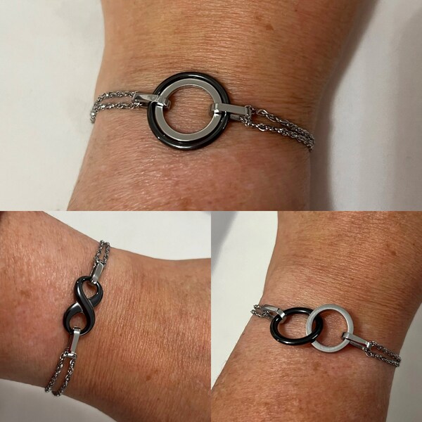 Bracelet double céramique ACIER INOXYDABLE