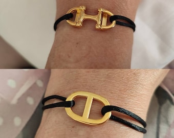 Horse cord bracelet or black navy mesh gold Zamak of your choice