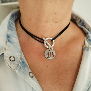 Number cord necklace in 10 micron silver plated and STAINLESS STEEL image 1