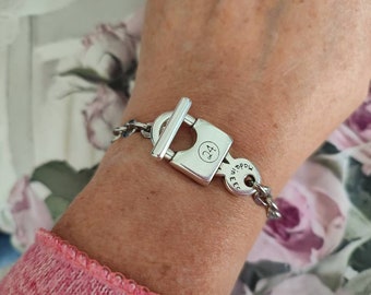 Bracelet Toggle Cadenas clé en Acier inoxydable argenté