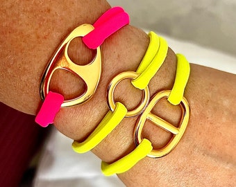 Gold Zamak neon cord bracelet
