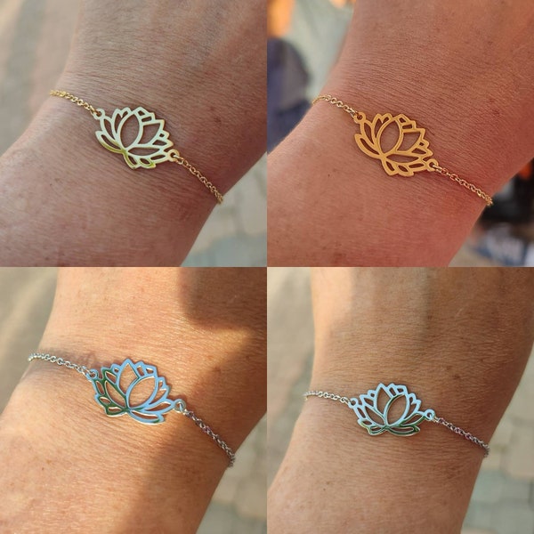 Bracelet fleur de lotus en ACIER INOXYDABLE