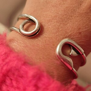 Adjustable safety pin cuff bracelet in SILVER plated