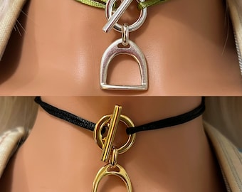 Pretty necklace Toggle cord charm stirrup Zamak and stainless steel of your choice