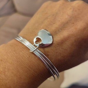 Bracelet jonc breloque Coeur ou étoile en plaqué ARGENT image 6