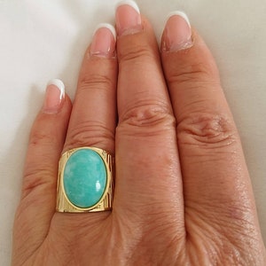 Grosse bague ajustable bohème turquoise ou blanche en acier inoxydable au choix image 5