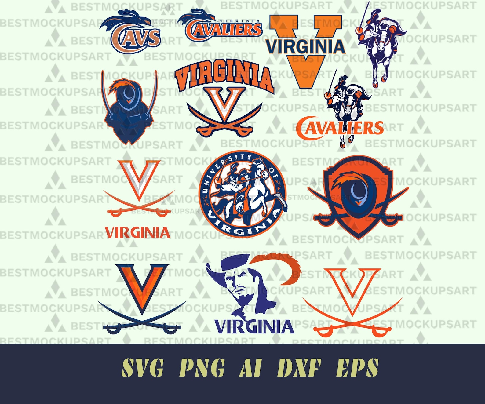 Virginia College Logo Color Code Virginia University Cavaliers Logo SVG Cricut, Png, Ai, Eps,dxf ...